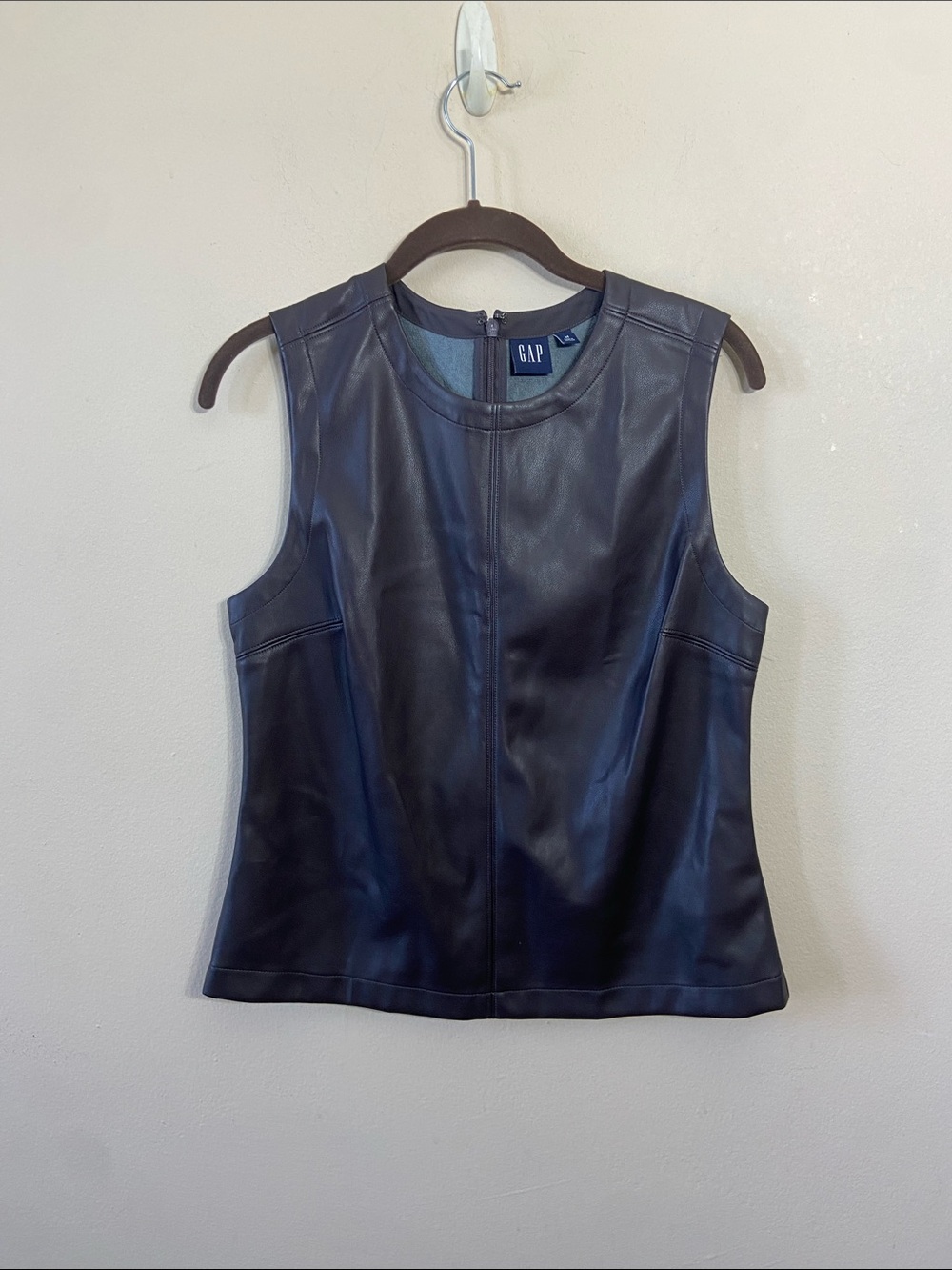 Gap Faux Leather Shell Top Medium Brown Sleeveless Vegan Leather Tank - Picture 1 of 5